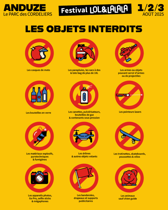 Objets interdits au festival